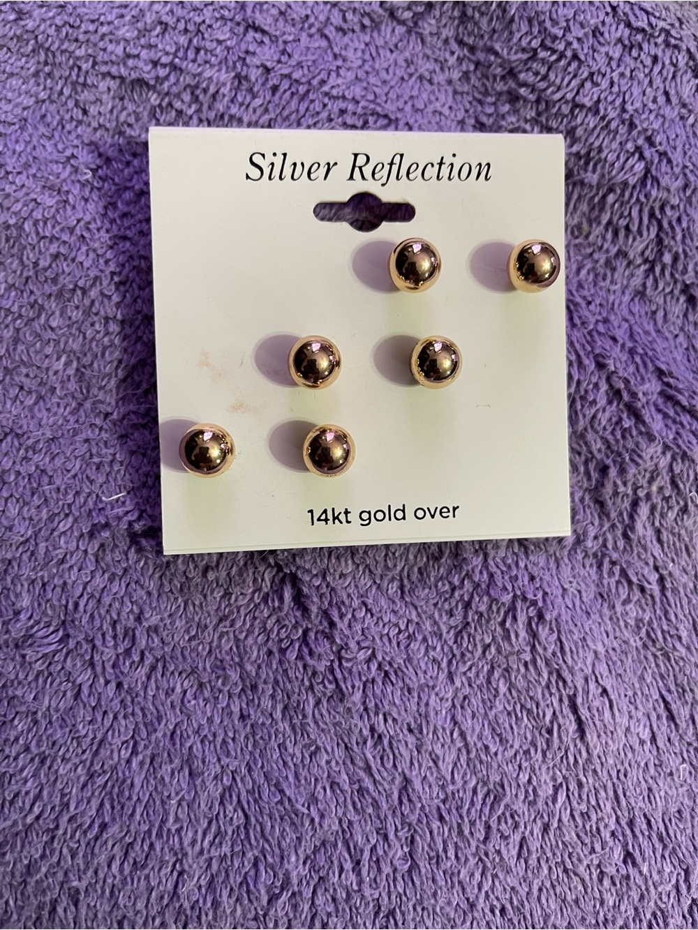 14kt Gold Over Ball Stud Earring Set - Gold! 3 pairs! New!